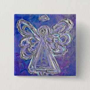 Purple Angel Button Pin