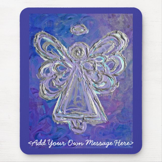 Purple Angel Mousepad with Customized Message (Front)