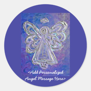 Purple Angel Wings Stickers with Custom Messages