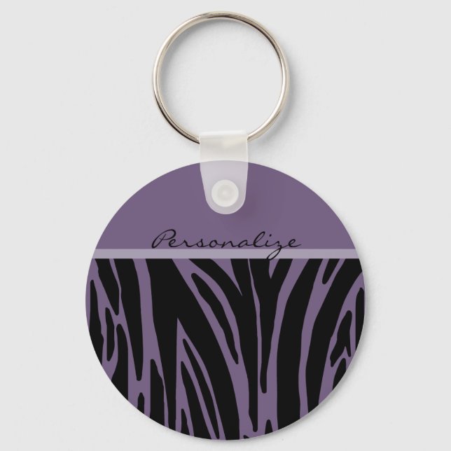 Purple Animal Print Template Keychain (Front)