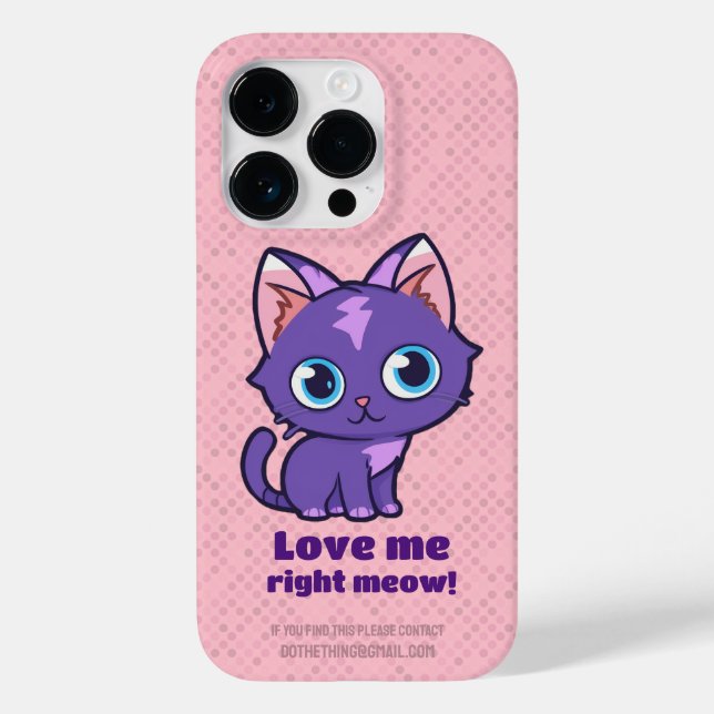 Purple Anime Cat Vector Art Pink Case-Mate iPhone Case (Back)