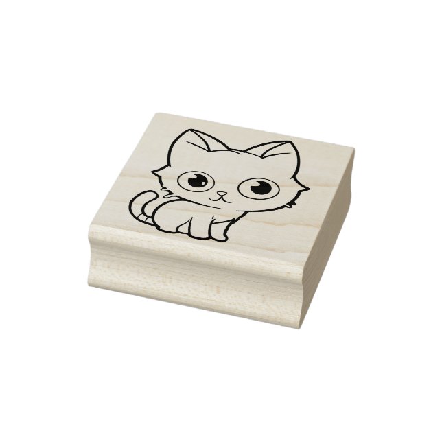 Purple Anime Cat Vector Art Rubber Stamp (Stamp)