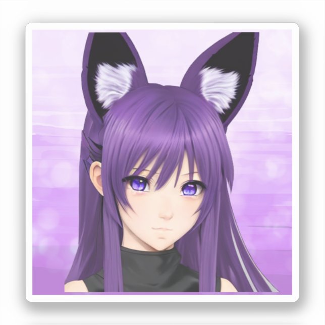 Purple Anime Girl with Fox Ears  (Front)