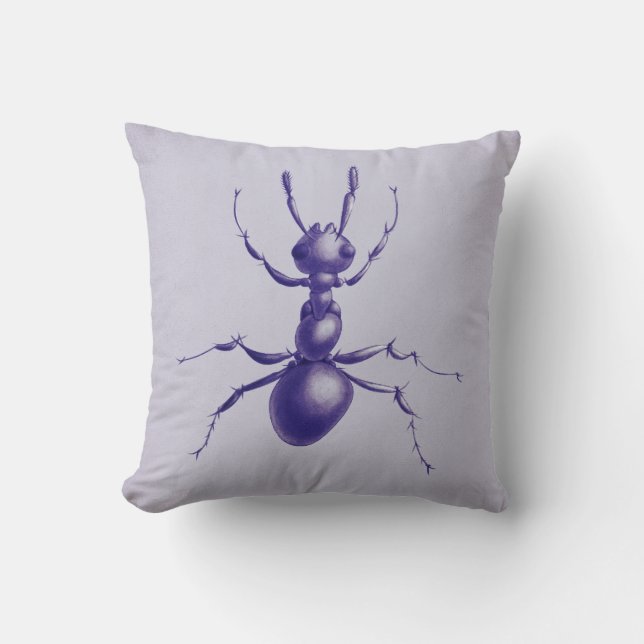 Purple Ant Bug Insect Digital Art Throw Pillow (Front)