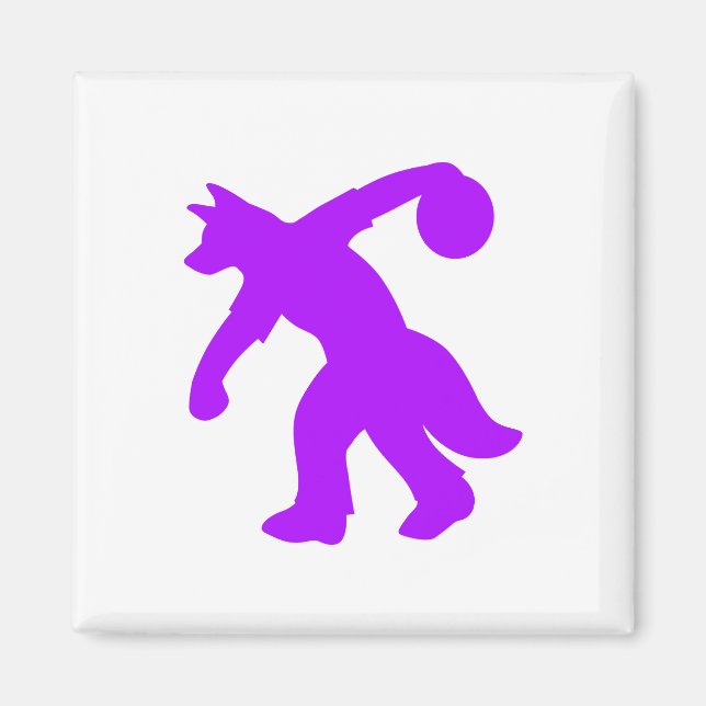 Purple Anthropomorphic Canine Bowling Magnet 0001 (Front)