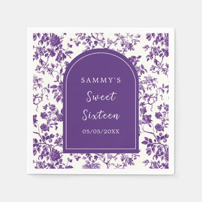 Purple Antique Chinoiserie Sweet Sixteen Napkin (Front)