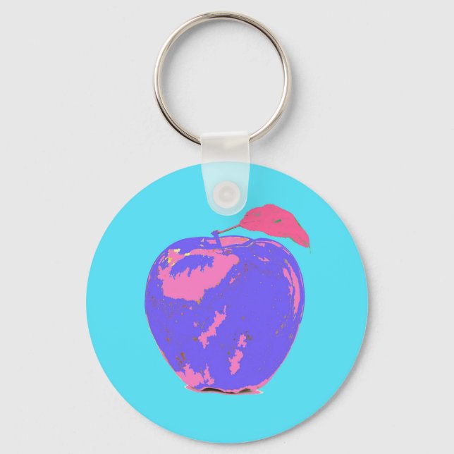 Purple Apple Pop Art Keychain (Front)