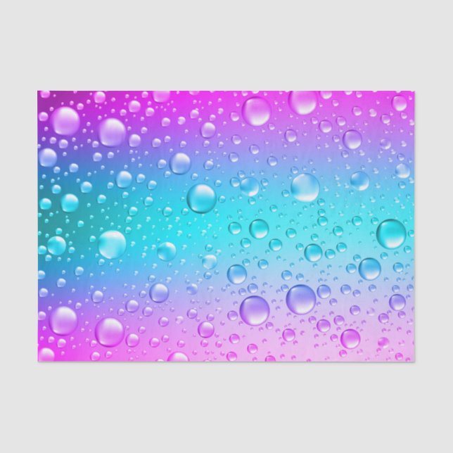 Purple & Aqua Blue Gradient Water Droplets Tissue Paper (Front)