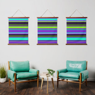 Purple, Aqua & Chartreuse Triple Wall Tapestry Set