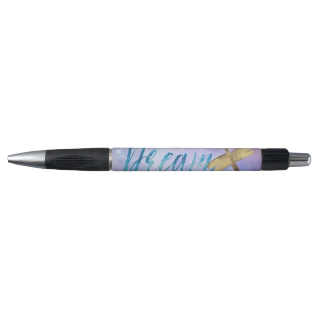 Purple Aqua Dream Gold Dragonfly Pen (Front)