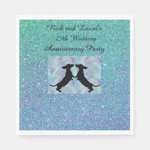 Purple Aqua Ombre Glitter Dachshund Party Napkins