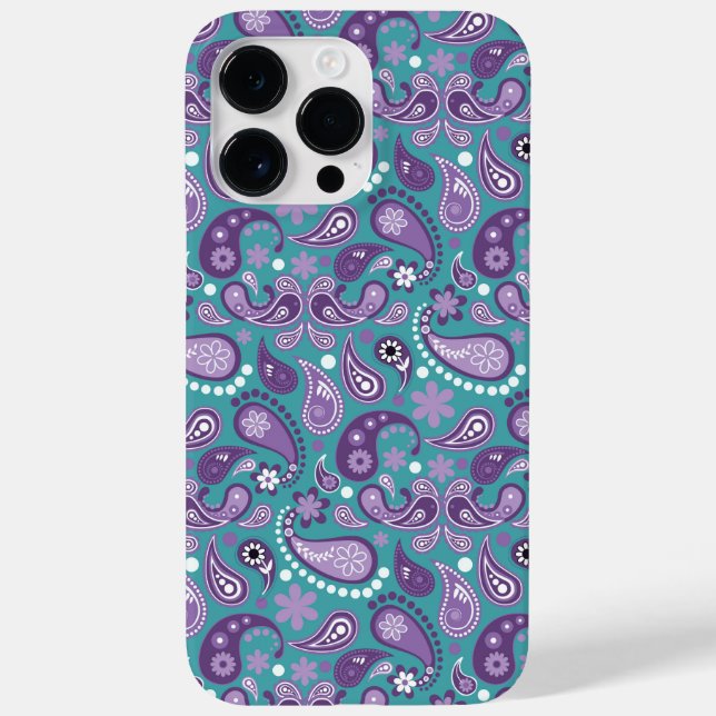 PURPLE & AQUA PAISLEY PATTERNS Case-Mate iPhone CASE (Back)