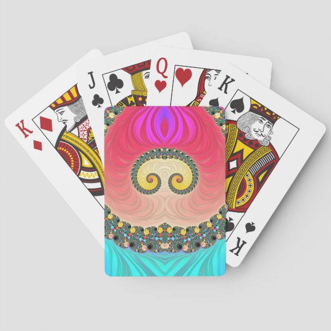 Purple Aqua Red Green Design  ~ Original Playing Cards (Back)