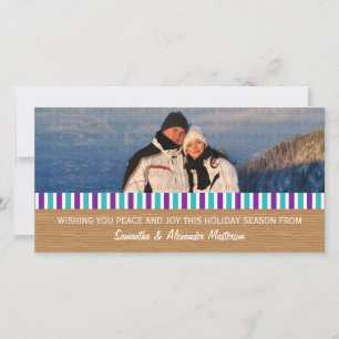 Purple/Aqua Rustic Stripes Photo Card