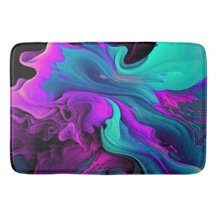 Purple Aqua Turquoise Beautiful Abstract Fluid Art Bath Mat