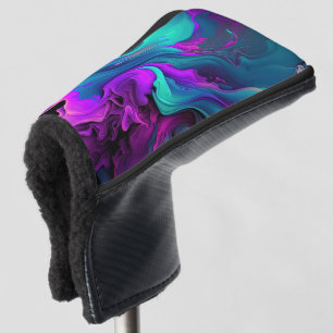 Purple Aqua Turquoise Beautiful Abstract Fluid Art Golf Head Cover