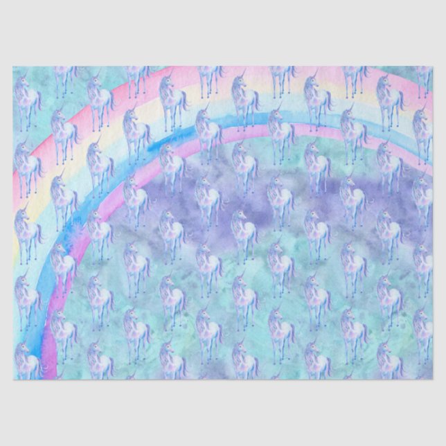 Purple Aqua Unicorn Dream Tissue Paper (Front)