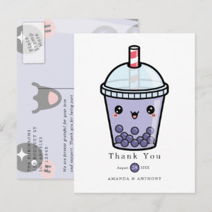 Purple Aquarelle Floral Mariage Merci Carte Postal