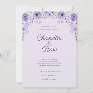 Purple Aquarelle glyteria Faire-part de mariage