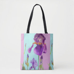 Purple Aquarelle Iris Fleurs Filles Sac Floral