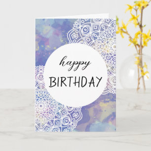 Purple Aquarelle Mandala Bonne Carte d'Anniversair