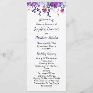 Purple Aquarelle Programmes De Mariage Succulent