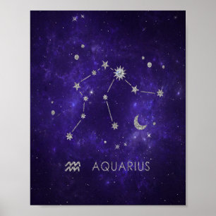 Purple Aquarius Zodiac   Astrology Horoscope Poster