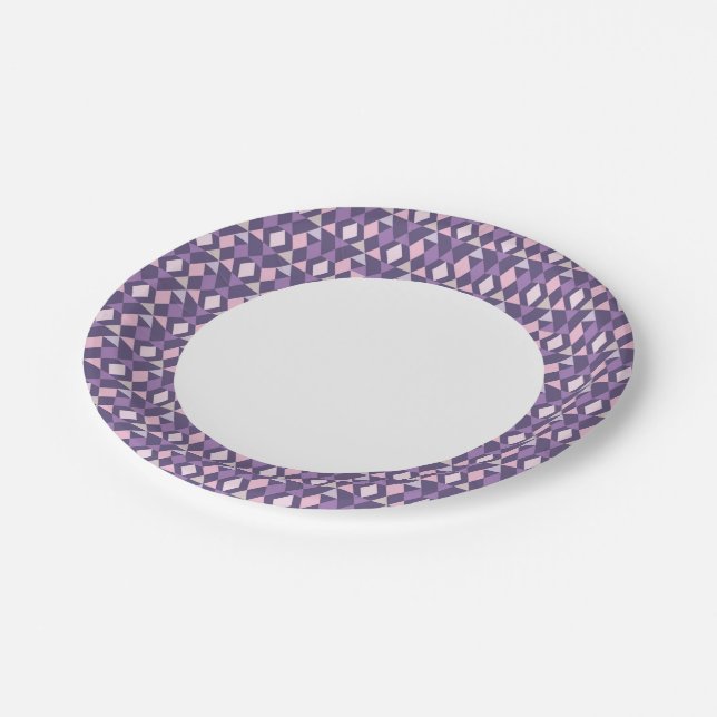 Purple Arabic Geometric Pattern Paper Plate (Angled)