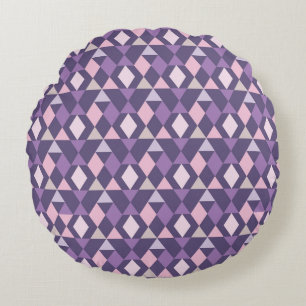 Purple Arabic Geometric Pattern Round Pillow