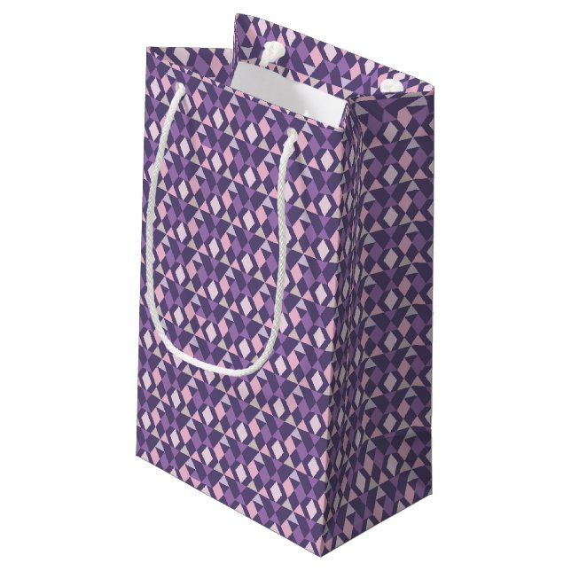Purple Arabic Geometric Pattern Small Gift Bag (Back Angled)