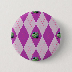 Purple Arglye Ladybug 2 Inch Round Button