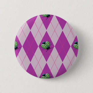 Purple Arglye Ladybug 2 Inch Round Button