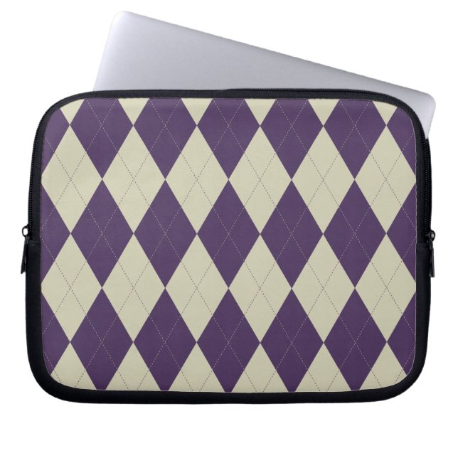 Purple Argyle Electronics Case Sleeve (Front)