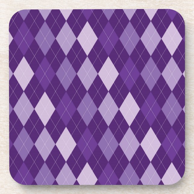 Purple argyle pattern coaster (Front)