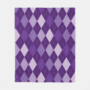 Purple argyle pattern fleece blanket