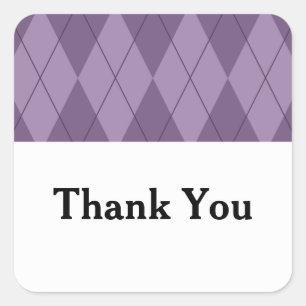 Purple Argyle Wedding Thank You Stickers