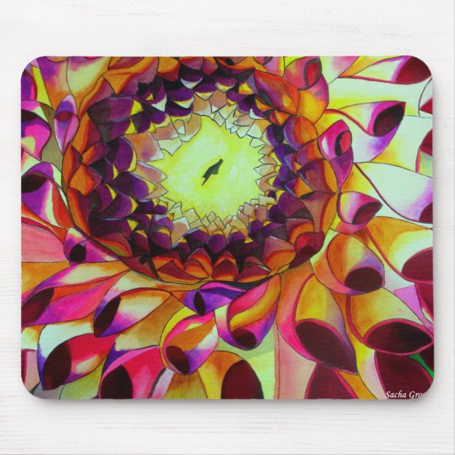Purple art abstract Dahlia Mouse Pad (Front)