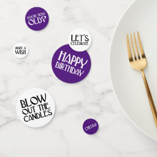Purple Art Deco Birthday Phrases Confetti