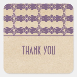 Purple Art Deco Border Thank You Stickers