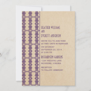 Purple Art Deco Border Wedding Invitation
