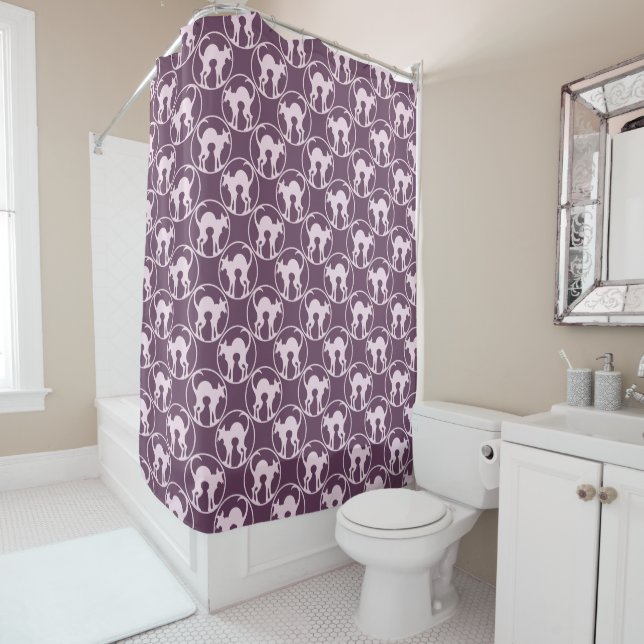 Purple Art Deco Cat Silhouette Pattern (In Situ)