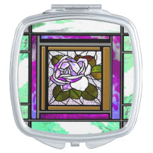 Purple Art Deco Compact Mirror
