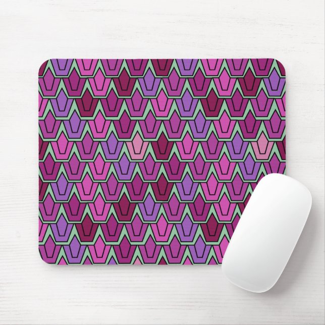 Purple Art Deco Flowerbeds  Mouse Pad (With Mouse)