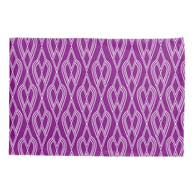 Purple Art Deco Flowerbeds  Pillowcase (Back)