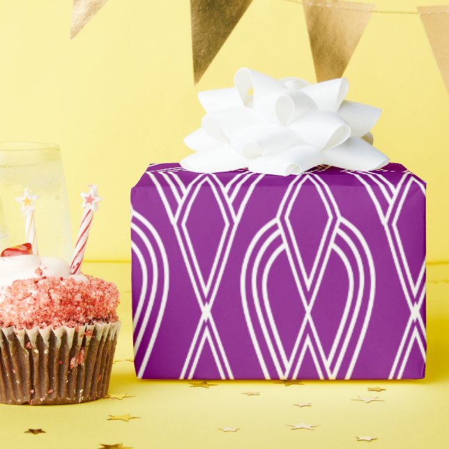 Purple Art Deco Flowerbeds  Wrapping Paper (Birthday Party)