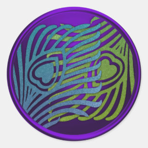 Purple Art Deco Peacock Envelope Seal Set 1104