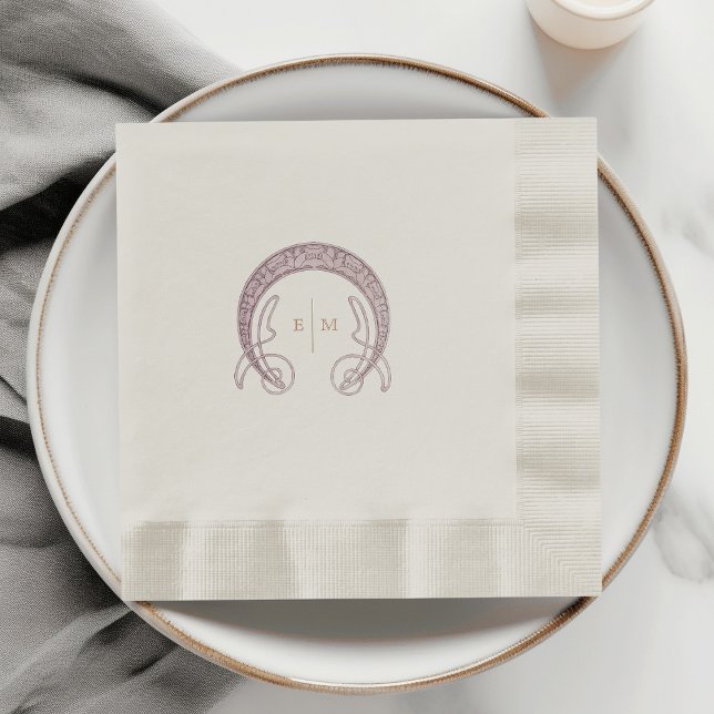 Purple Art Nouveau Monogram Initials Table Decor Napkin (Creator Uploaded)