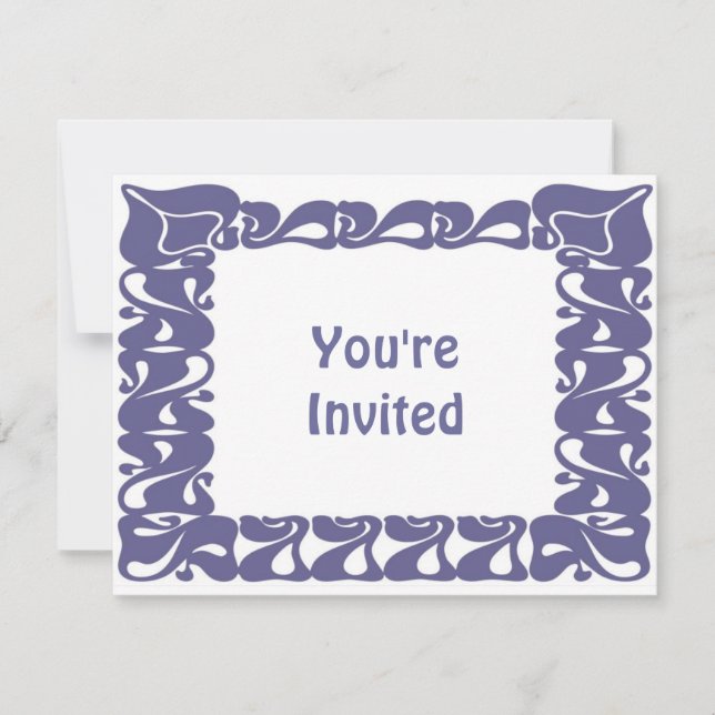 Purple Art Nouveau Wavy Border Invitation (Front)