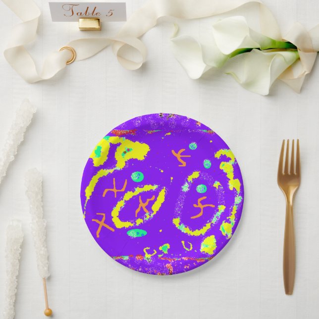 PURPLE ART PLATE DESIGN WITH SNAZZY FRECKLES  (Wedding)