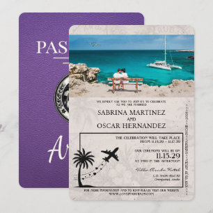 Purple Aruba Passeport Faire-part de mariage